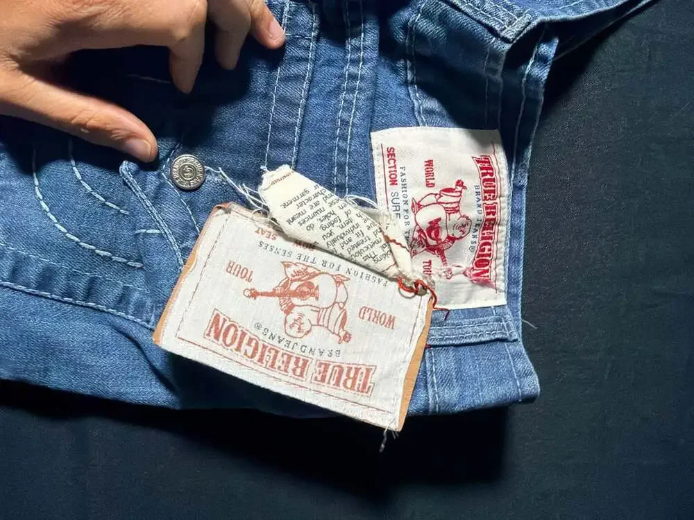 True Religion Brand Jeans Men's Blue Denim Straight Leg Jeans Size 36